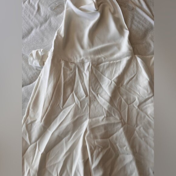 NWT ZARA White Sleeveless Cowl Neck Belted Jumpsuit S BLOGGER FAV - Picture 9 of 16